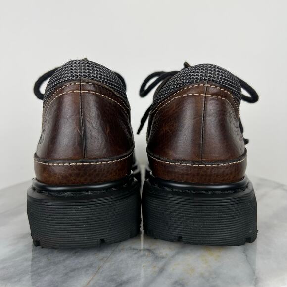 Vintage Dr Martens Brown Leather Chunky Lace Up Platform Shoes Made in England 9 main image 13
